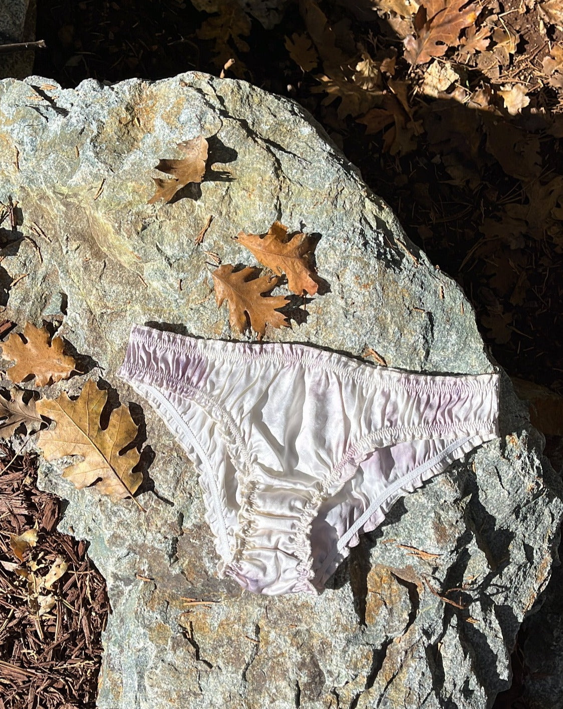 White and lavender silk plant dyed undies