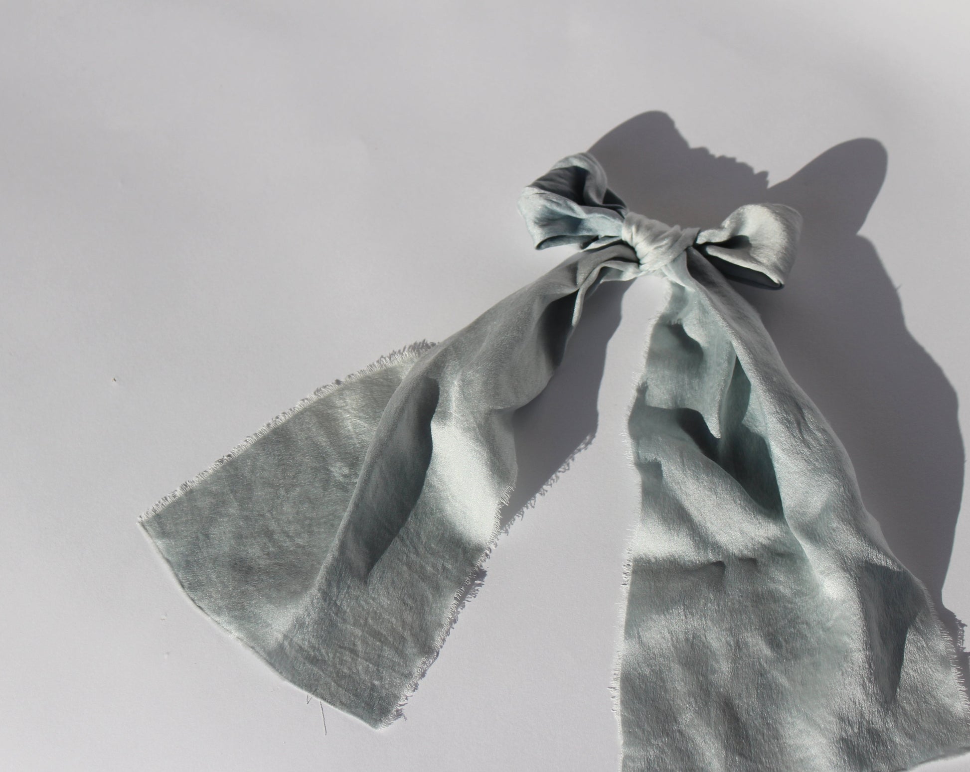 Baby blue indigo dyed silk bow 