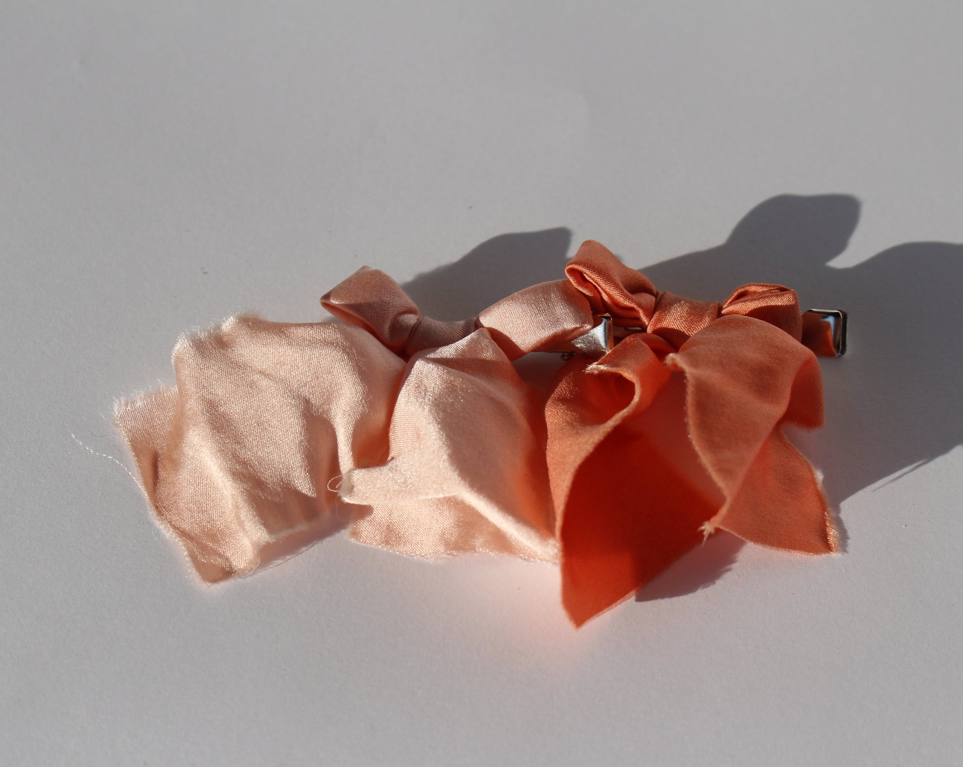 light pink and peach silk bows